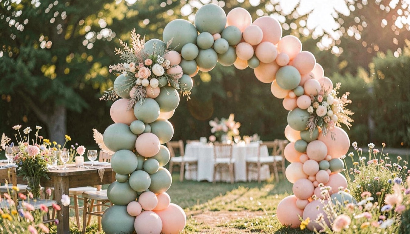 Décoration d'événement Hop & Joy — ballons et arche florale